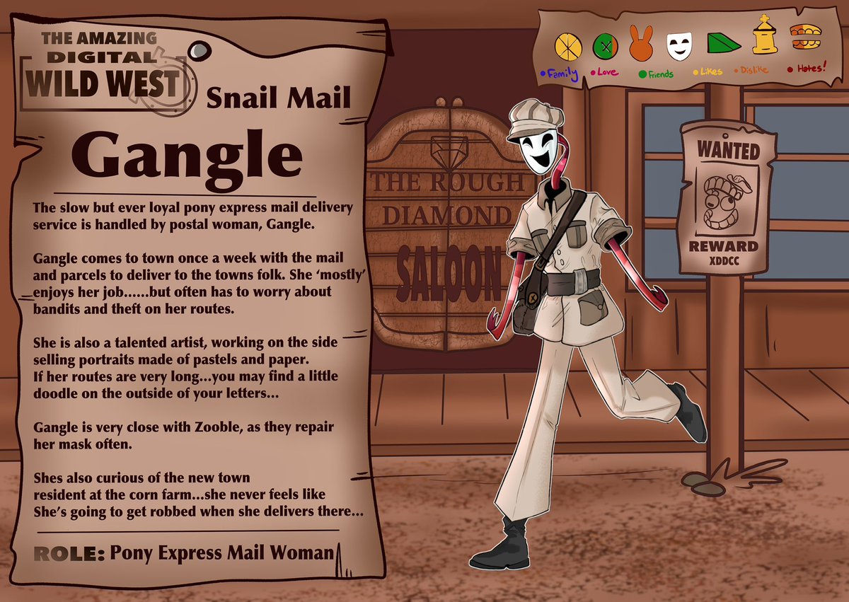 The Amazing Digital Wild West AU - Character Profiles for Gangle