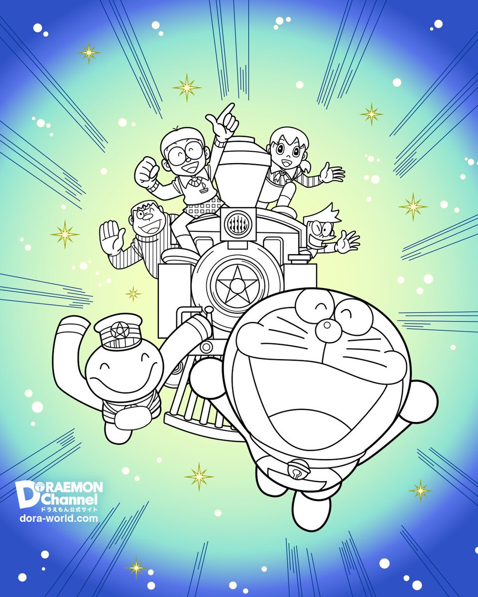 4月の新作ぬりえ配布中！ ＼ 今年は「映画ドラえもん」45周年✨ 4月は