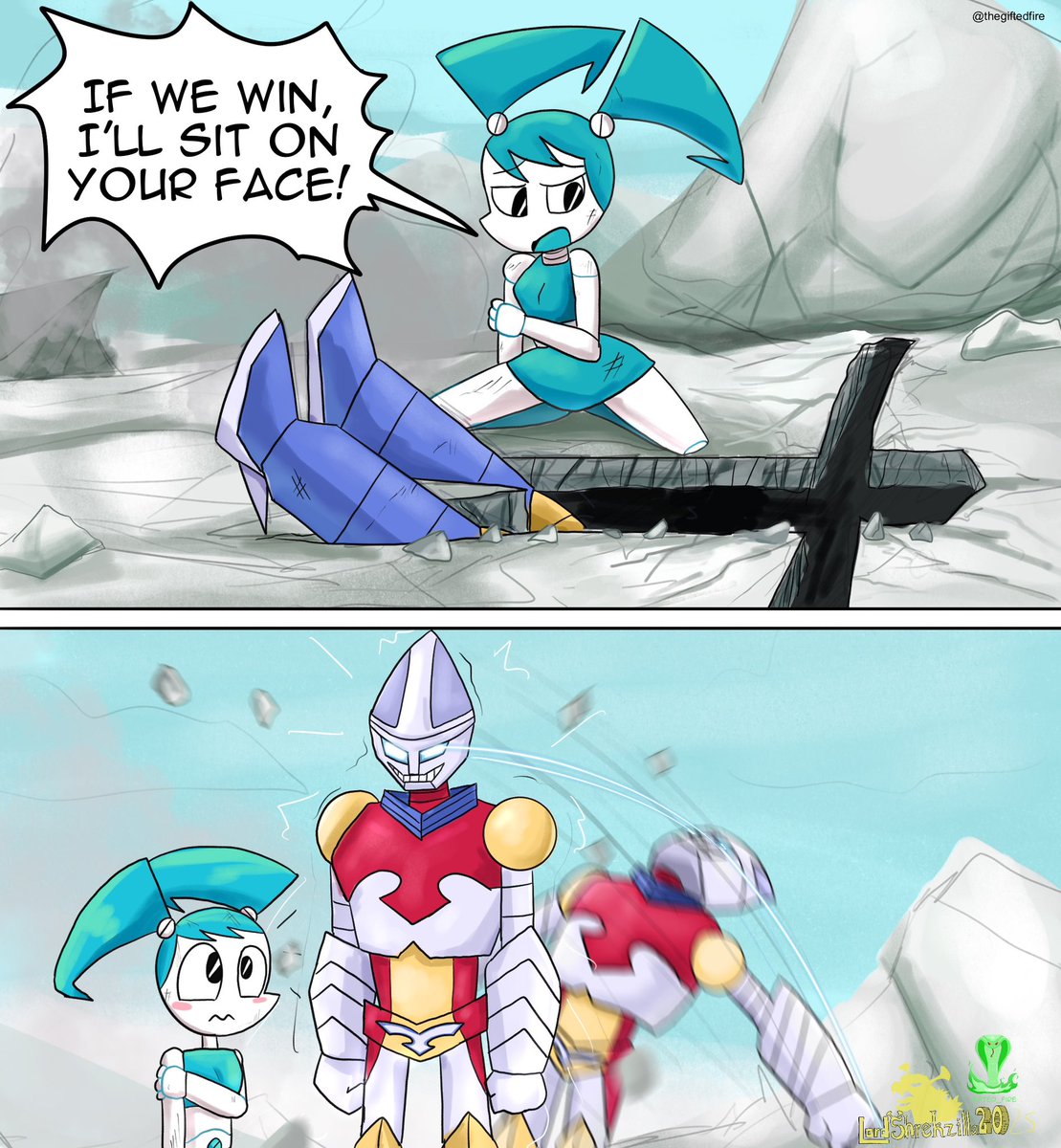 XJ9 x JJ Comic #jetjaguar #mylifeasateenagerobot #godzilla #crossover