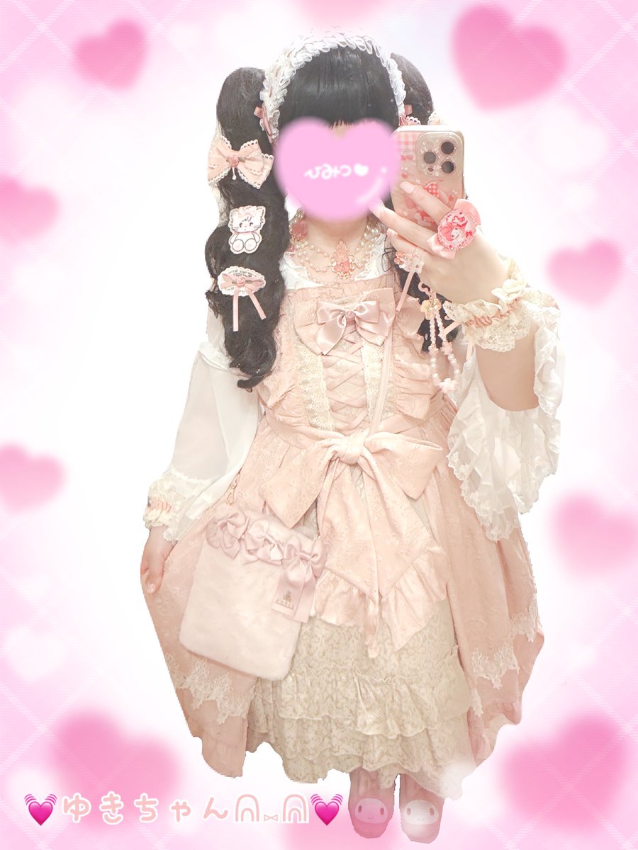 axes femme kawaiiのロココジャンパースカートコーデにしまむら×青木