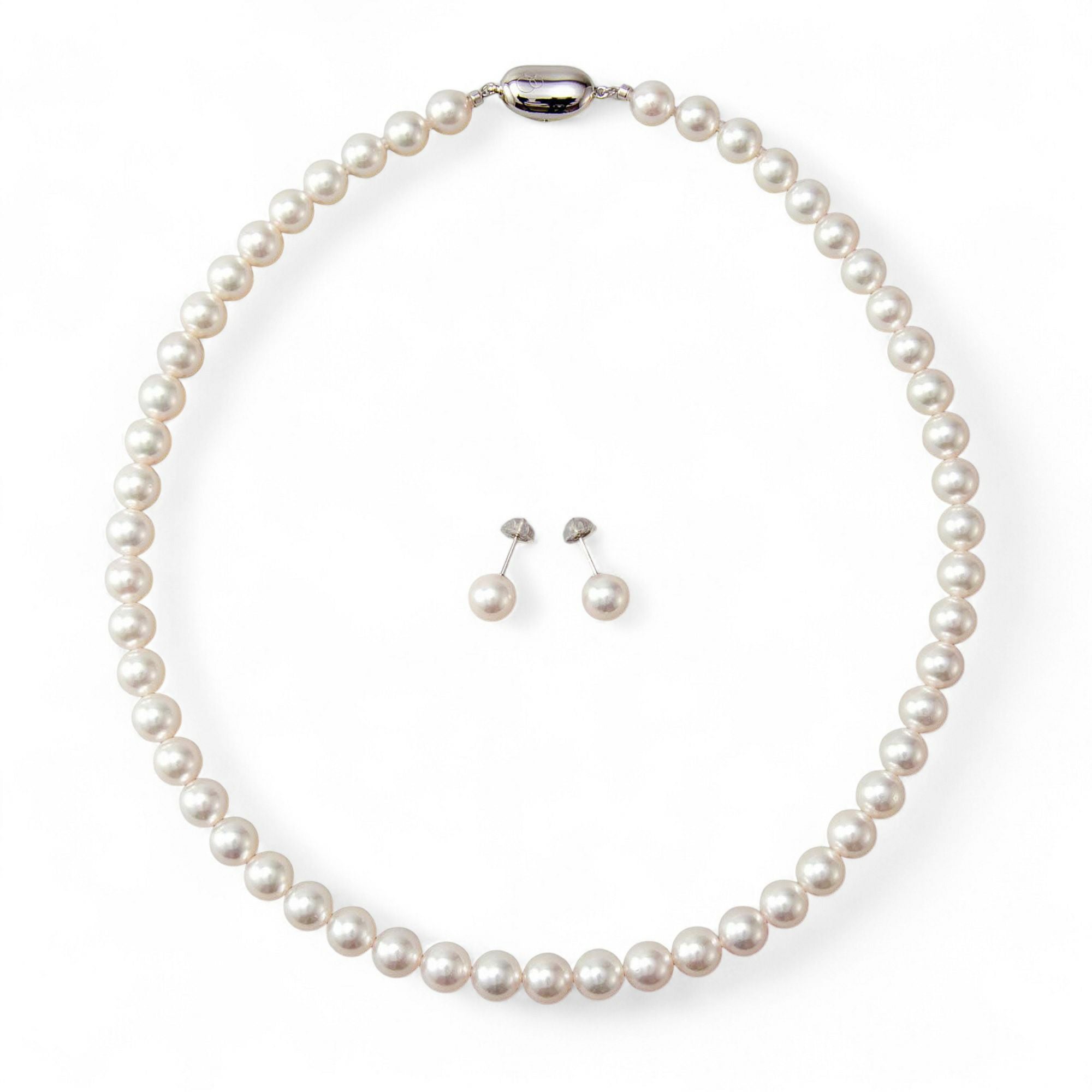 淡水真珠 ネックレスセット7.5-8.0mm ステンレスクラスプ | 淡水真珠