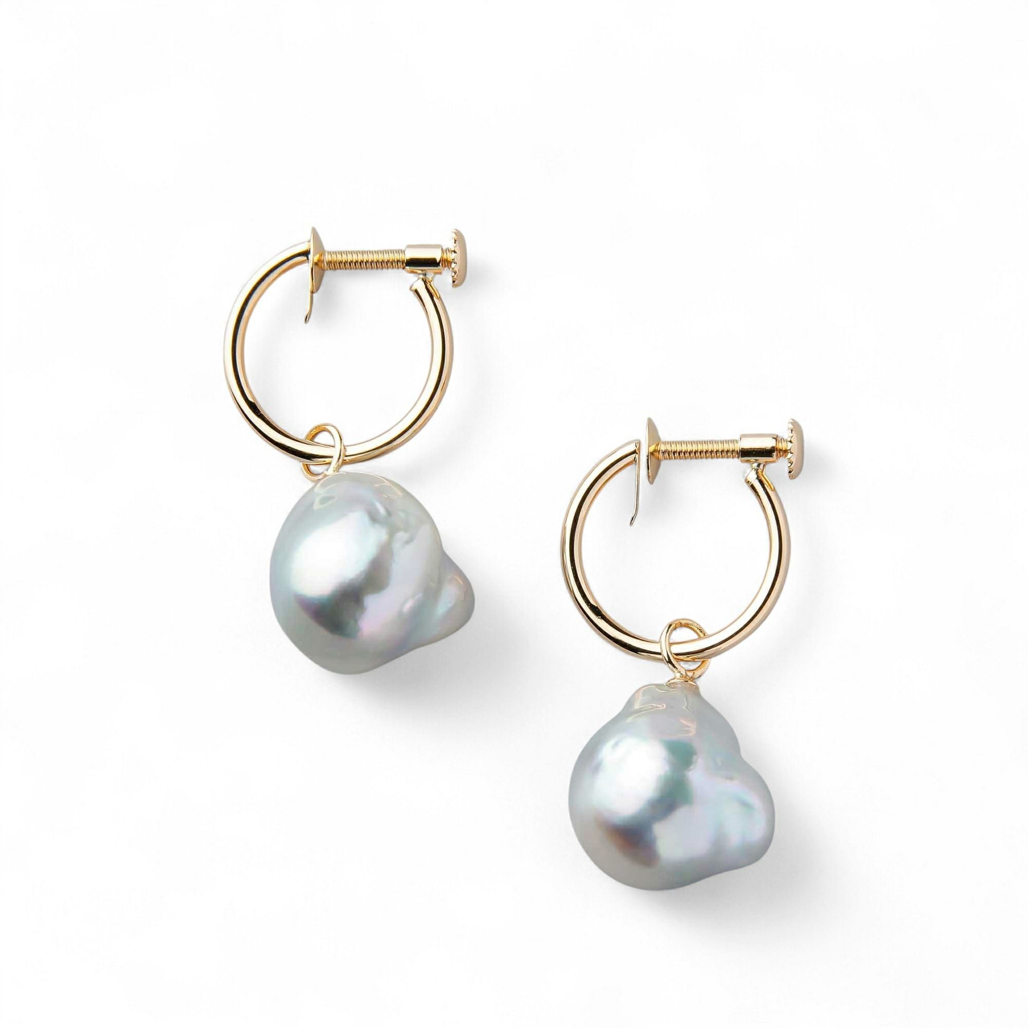 breeze あこやバロック真珠 フープイヤリング 11mmUP K18YG | あこや