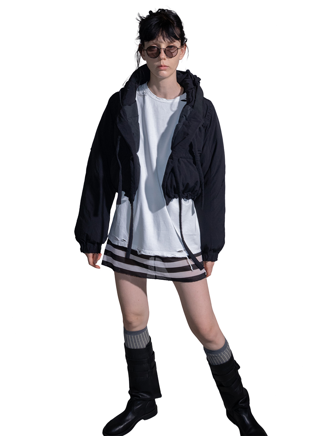 String Multiple Mini Down Jacket/Black｜PERVERZE | パーバーズの