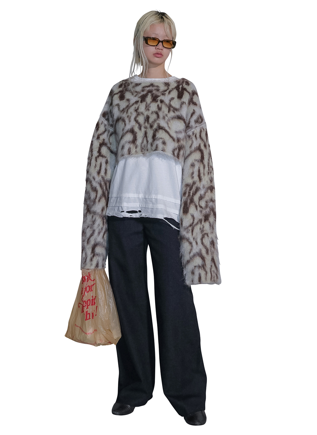 Wide Knit Top and Scarf/White｜PERVERZE | パーバーズの公式