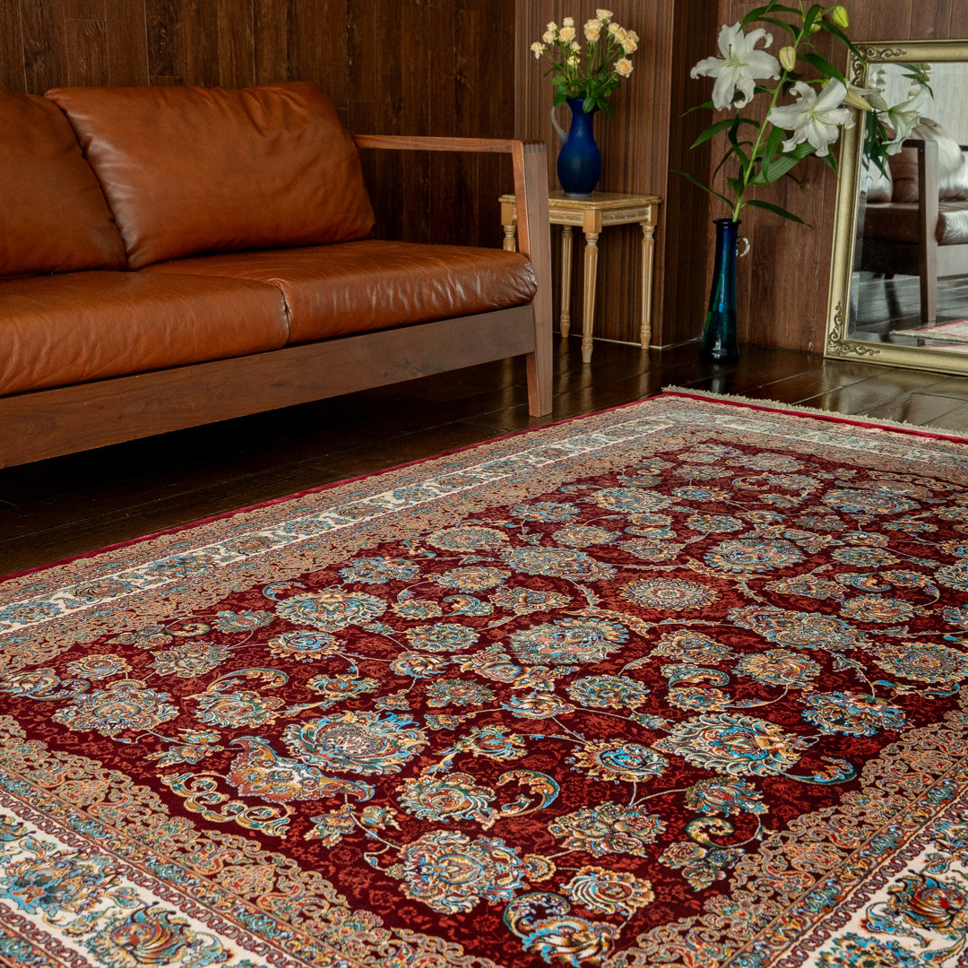 ペルシャ絨毯（機械＆手織り） バンブーシルク ラグサイズ (100×150cm