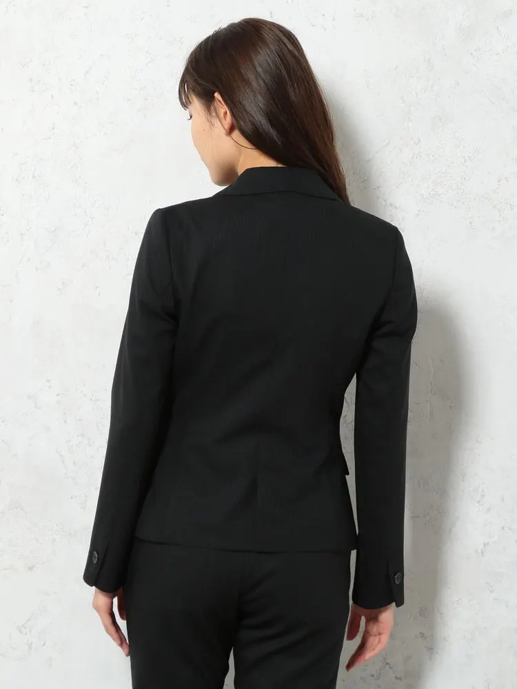 ブラック シルク混 スーツ ジャケット シャドーストライプ ネイビー