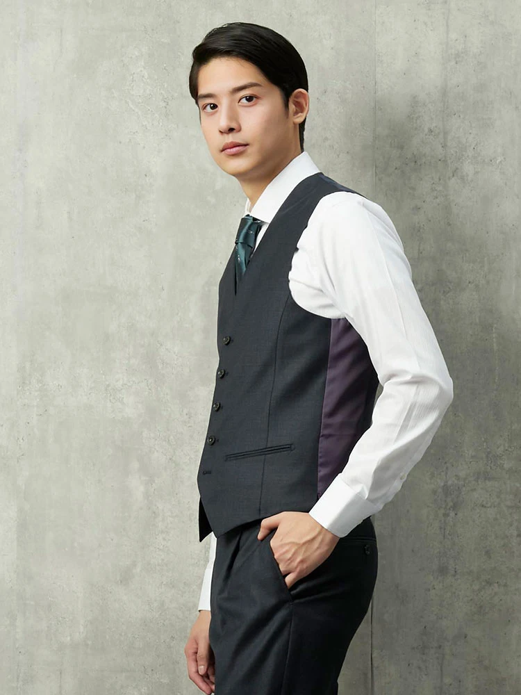 REDA】ウール100％ スリーピーススーツ【アーバン】無地調 ネイビー