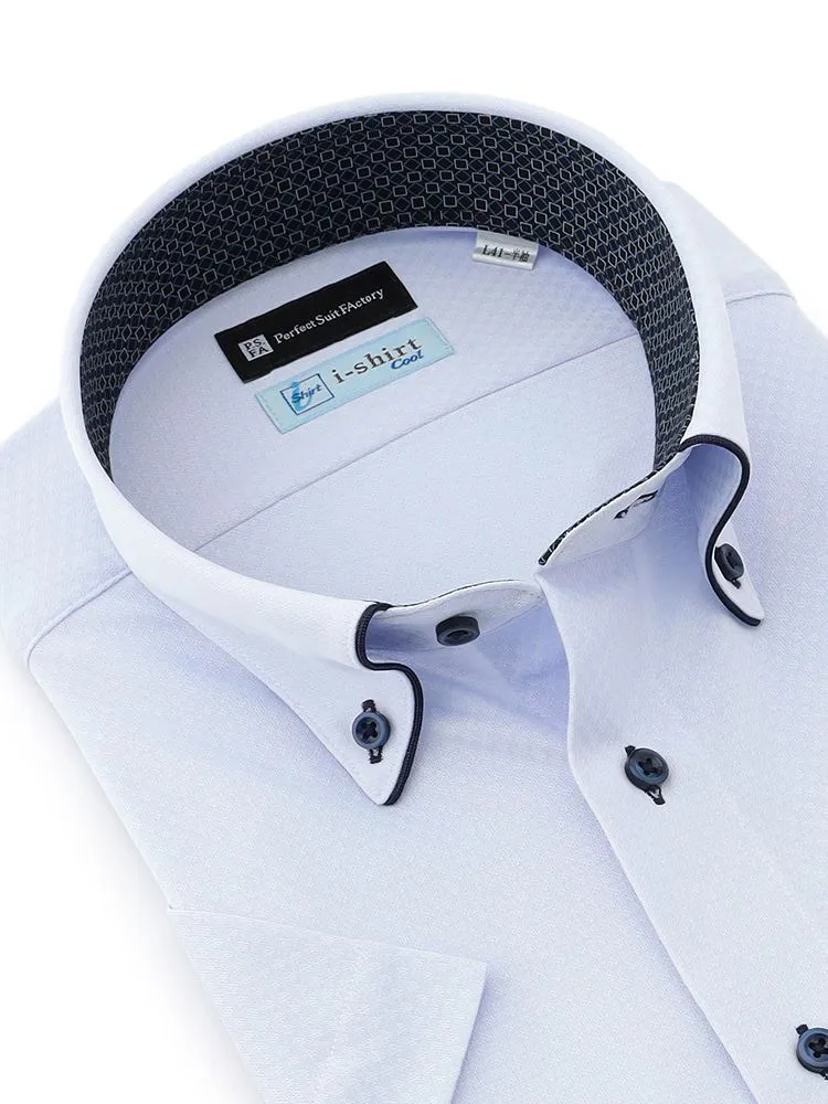 L．グレー 【冷感/完全ノーアイロン】半袖アイシャツ【アイスセンサー