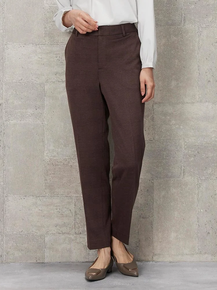 ネイビー テーパードパンツ チェック柄 グレー/ブラウン/ネイビー