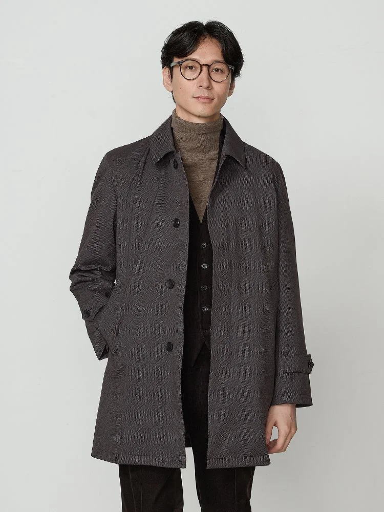 C．グレー ライナー付き 比翼ステンカラーコート ブラック/グレー