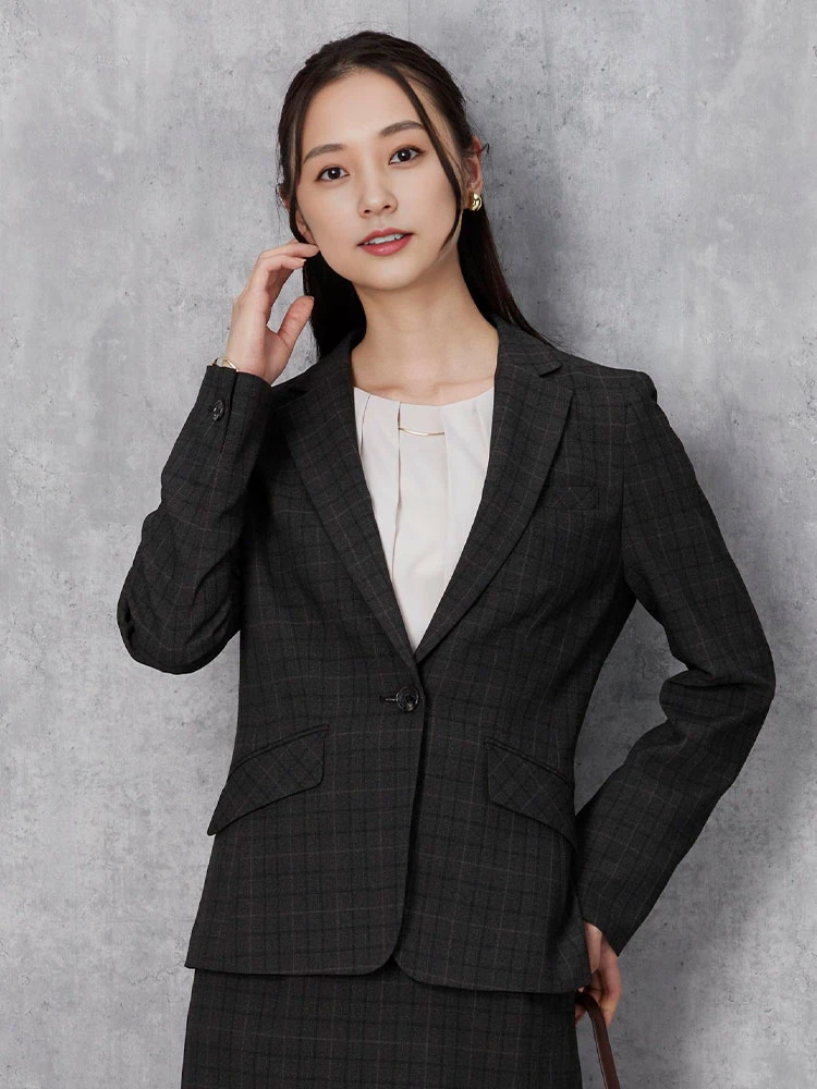 ブラウン グレンチェックスーツ ジャケット ネイビー/ブラウン | P.S.