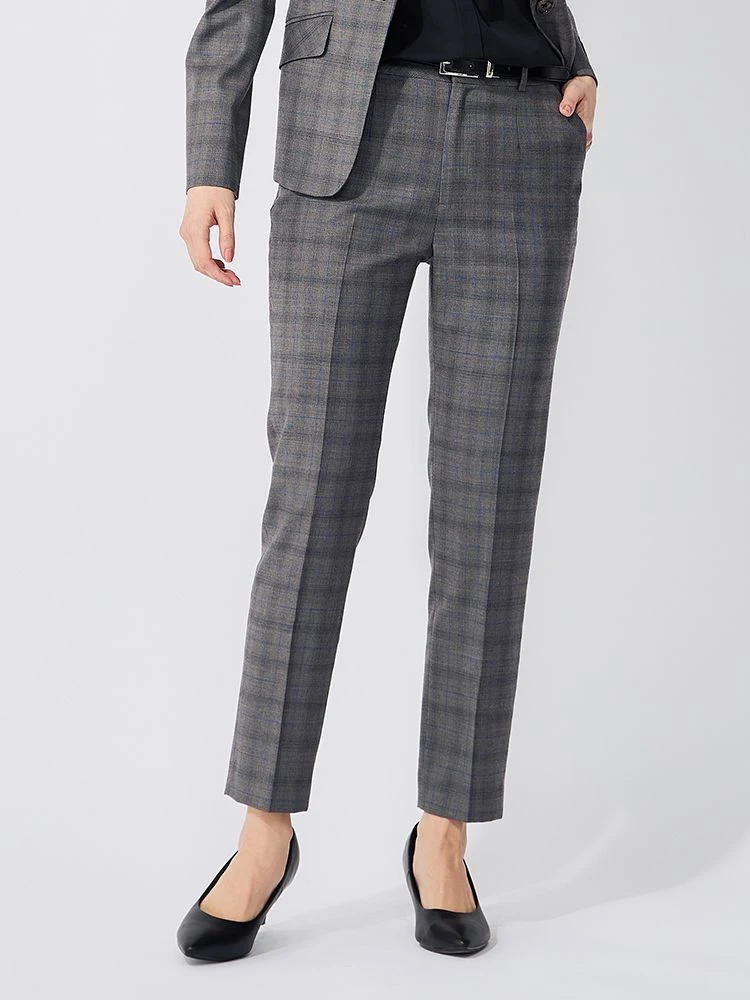 ネイビー インポート【REDA】スーツ テーパードパンツ チェック柄