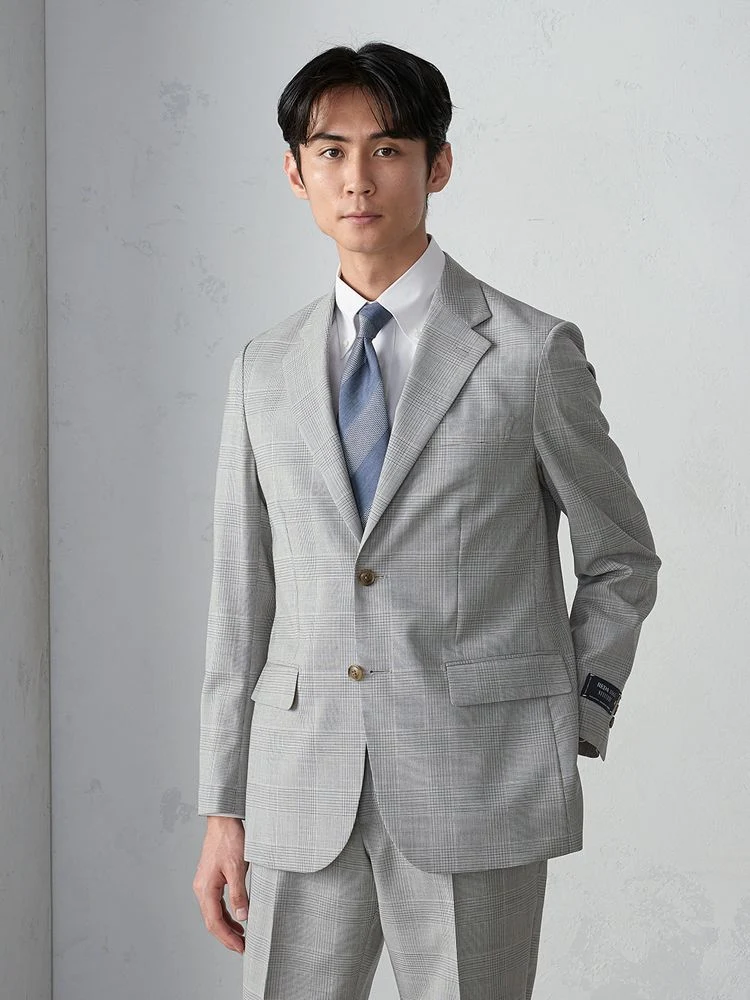 REDA社】TRANS CONTINENTS ウール100％ グレンチェックスーツ ライト