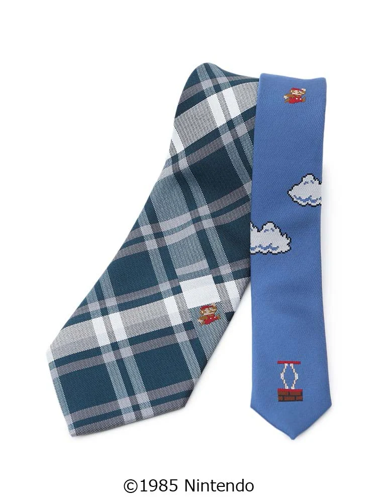グリーン スーパーマリオネクタイ チェック柄 グリーン/ネイビー