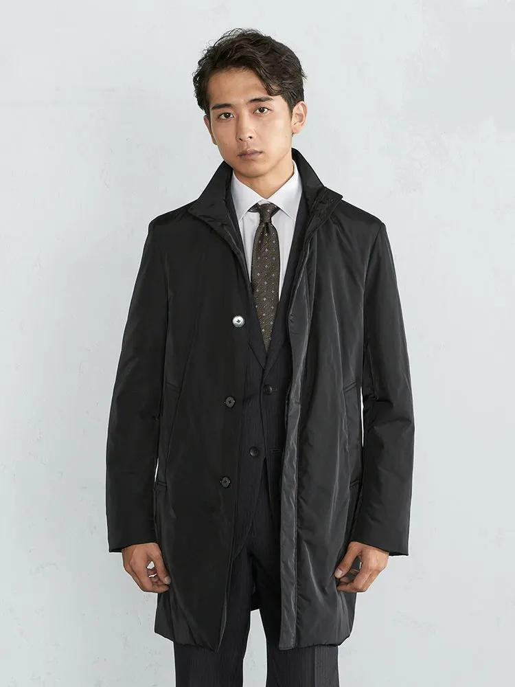 ブラック 中わた モバイルスタンドカラーコート ネイビー/ブラック