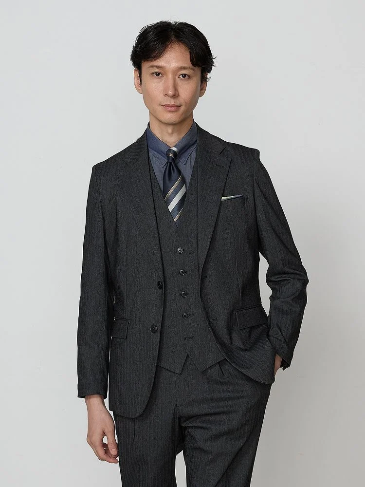 TRANS CONTINENTS ストレッチヘリンボン セットアップジャケット