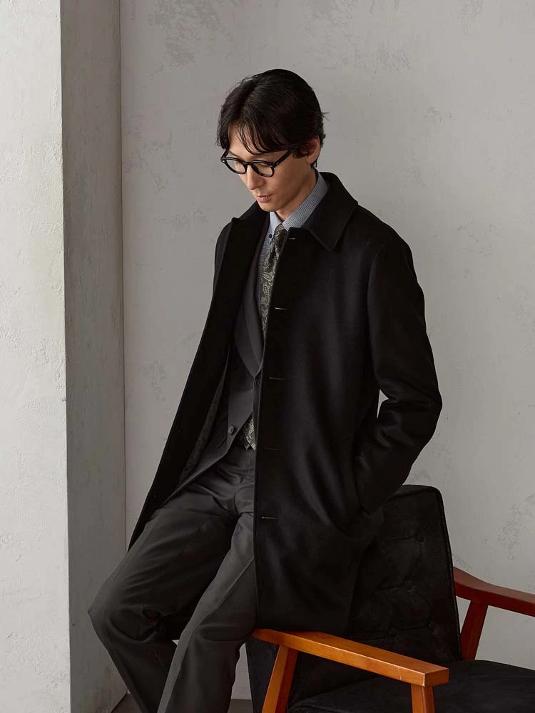 ウール100％ ステンカラーコート ブラック | P.S.FA公式通販