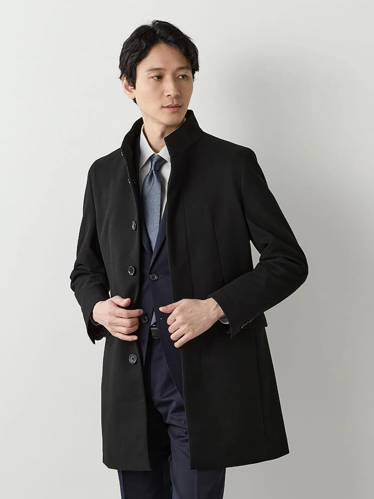 スタンドカラーコート ウールライク ブラック | P.S.FA公式通販