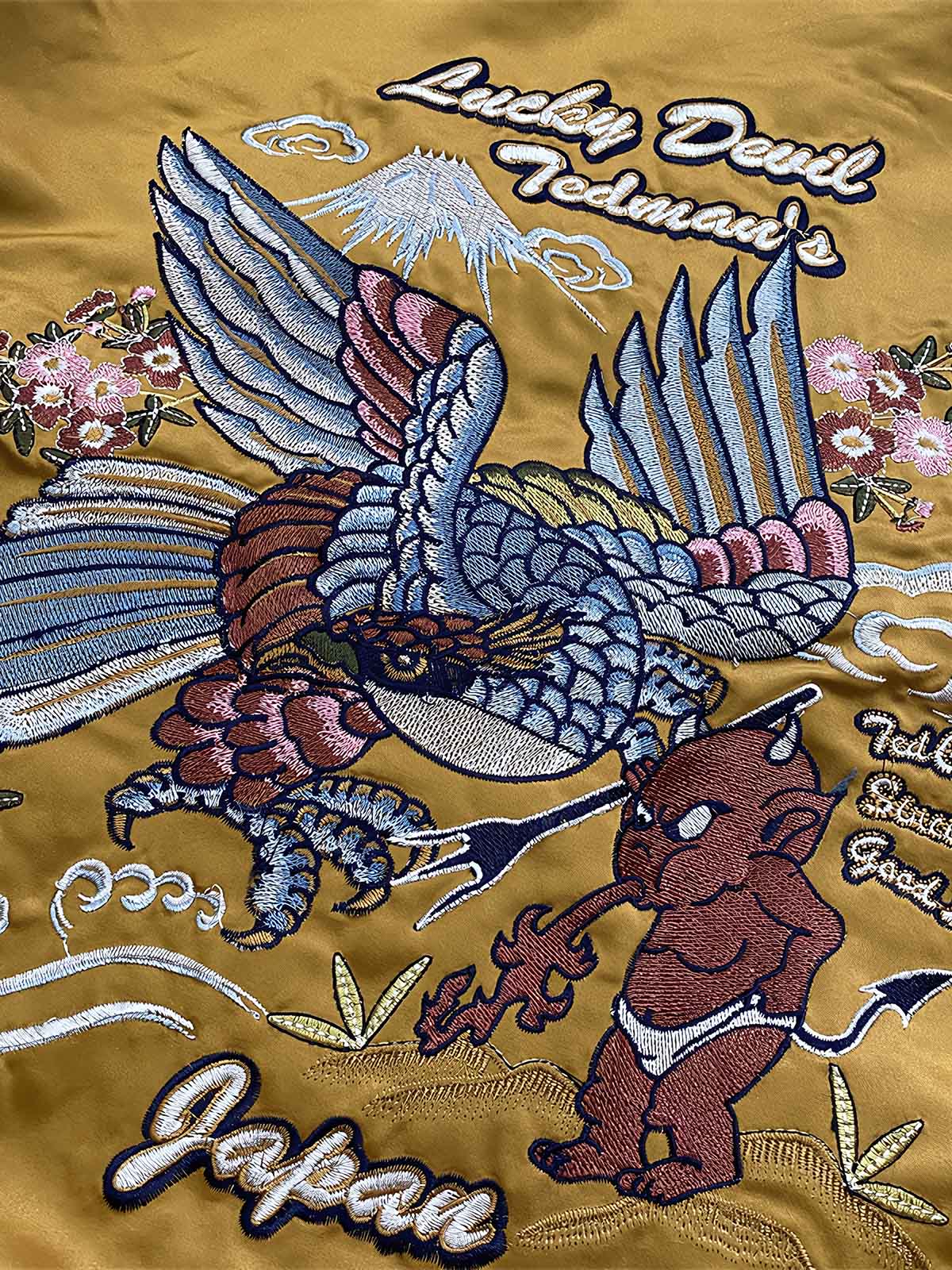 リバーシブル シルクタトゥーシンガー刺繍 スカジャン -PESSOA CLUB