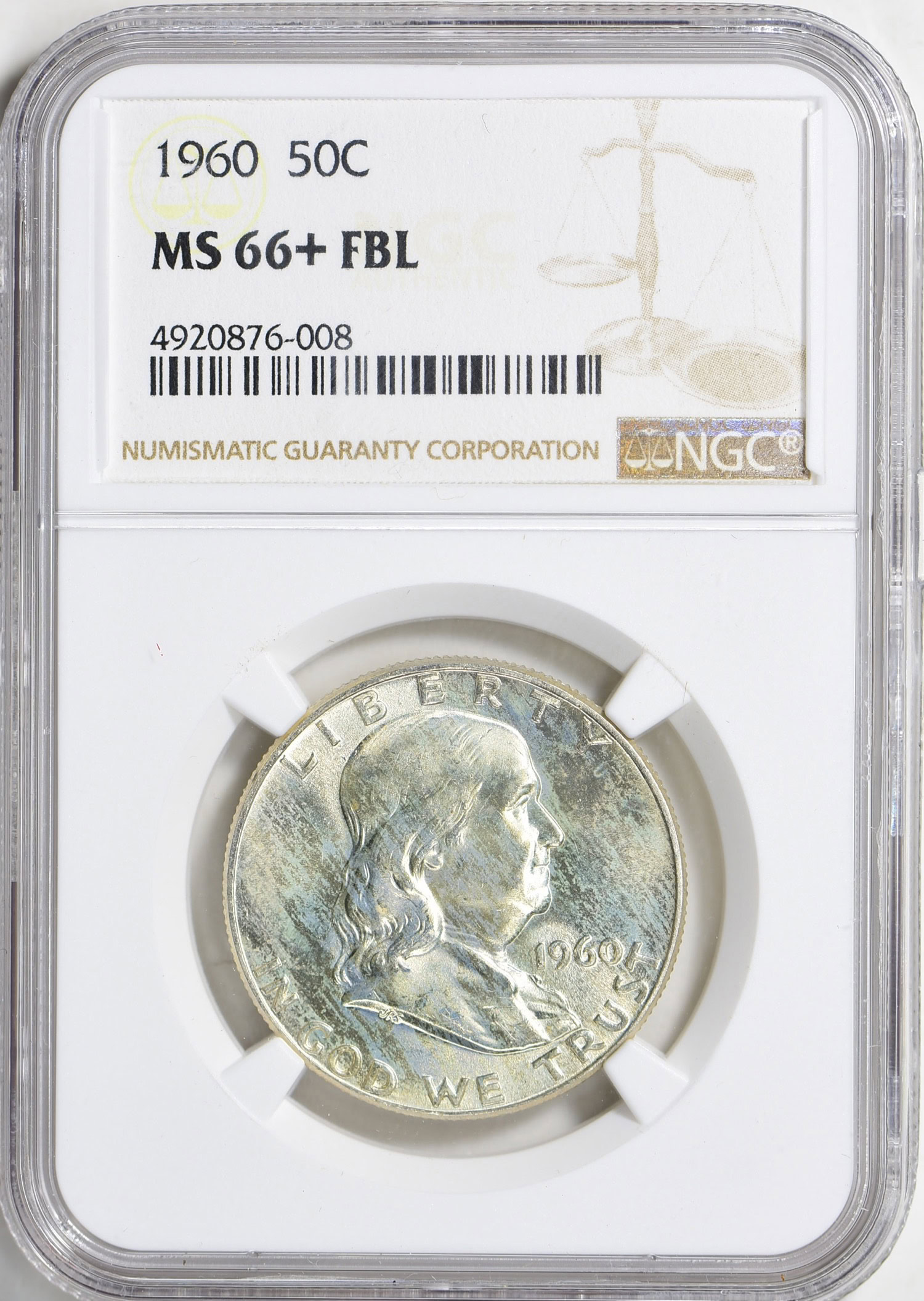 1960 Franklin Half Dollar NGC MS-66+ FBL (Item 2036458