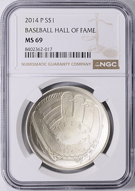 2014-P Baseball Hall of Fame Silver Dollar NGC MS-69 (Item 1947728