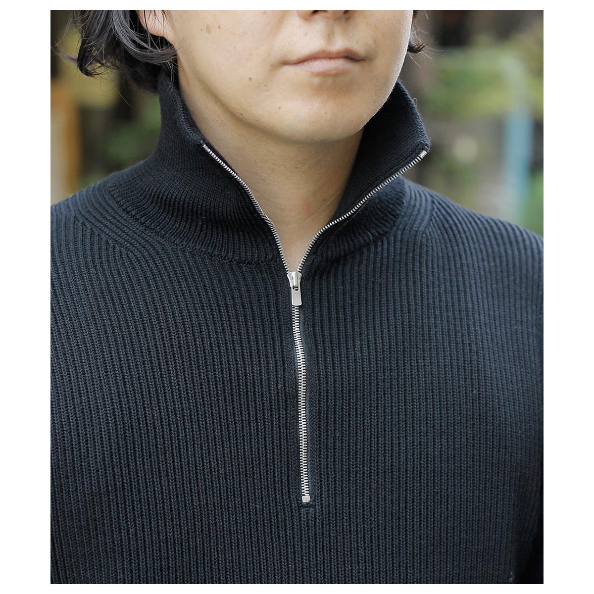 20%OFF セール バトナー BATONER ソリッド ウールリブハーフジップ