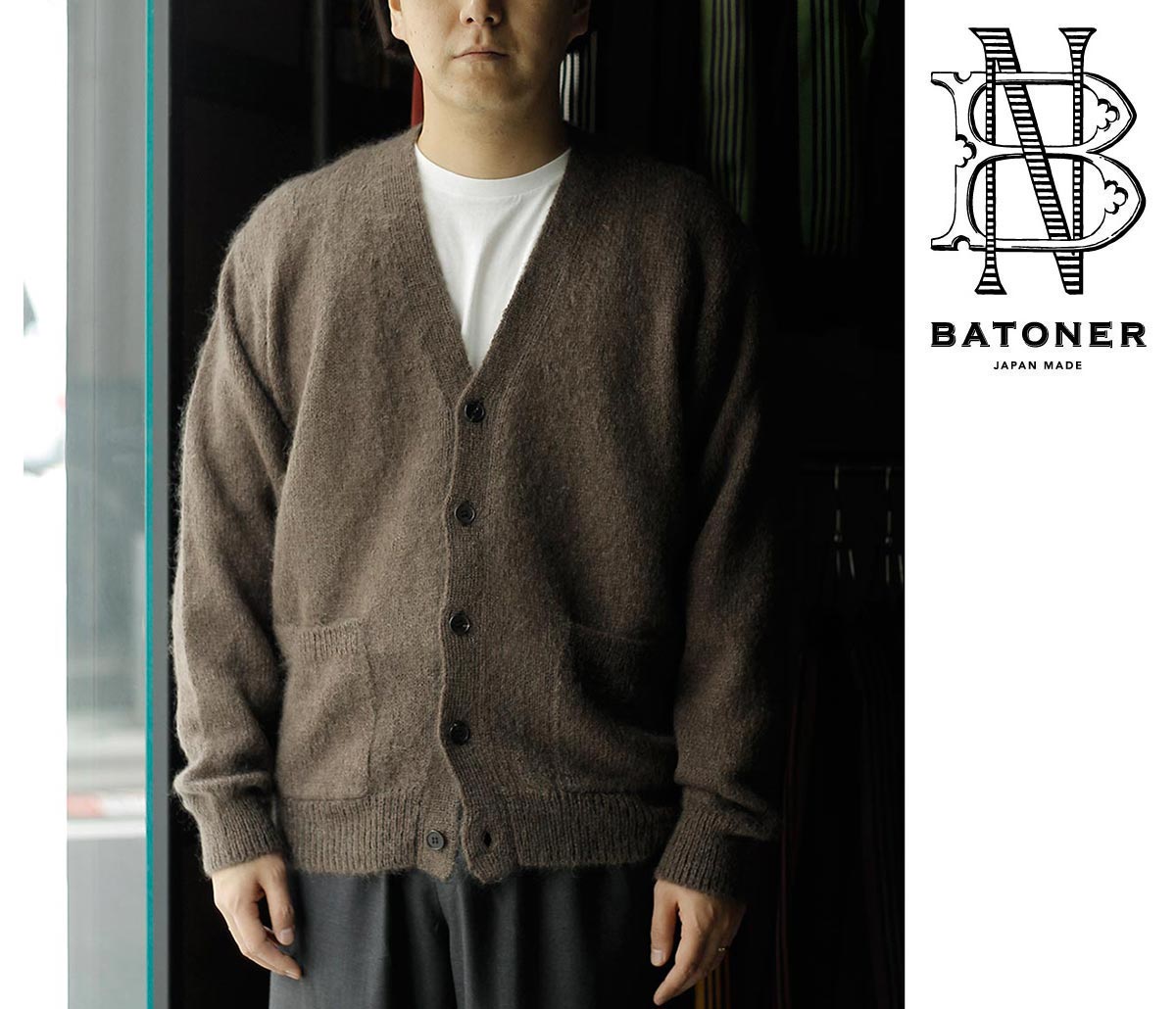 30%OFF セール バトナー BATONER ピュア モヘヤ Vネックカーディガン