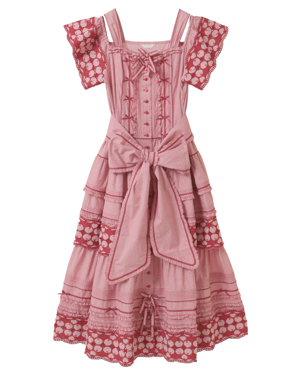 チェリーレース使いギンガムチェックサンドレス｜ピンクハウス