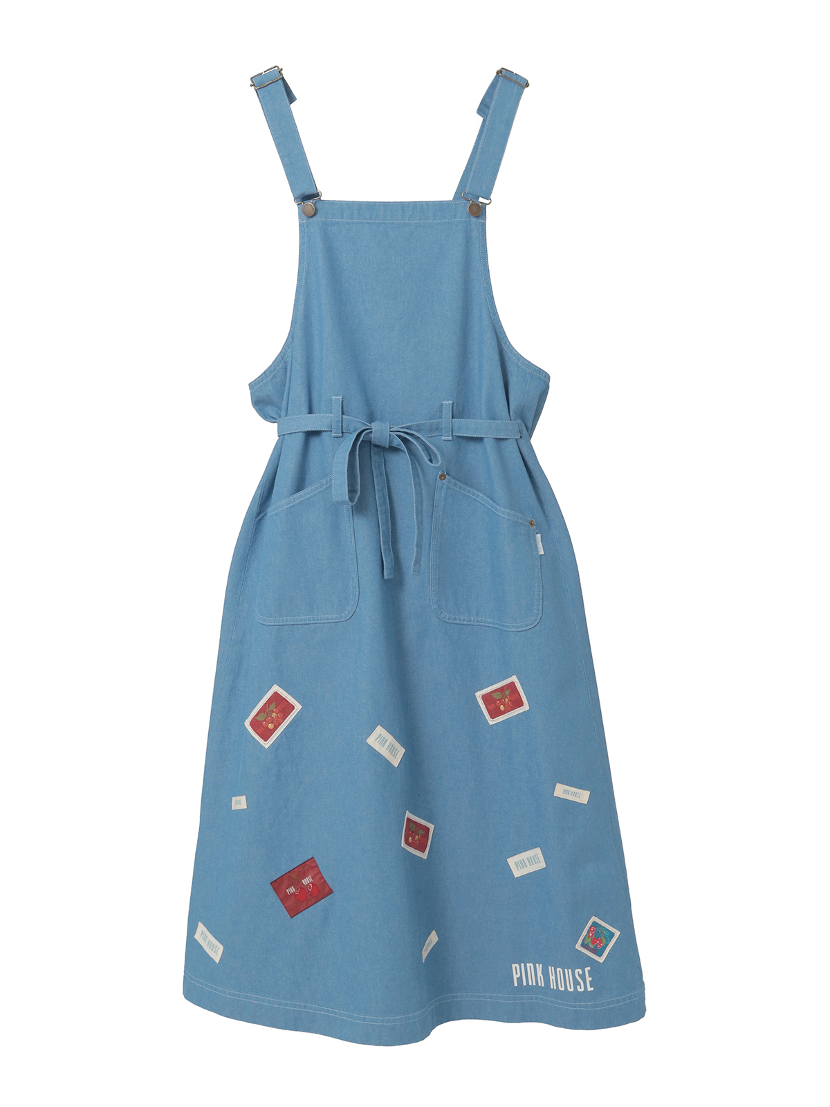 ネームワッペン使いデニムサロペットワンピース｜ピンクハウス