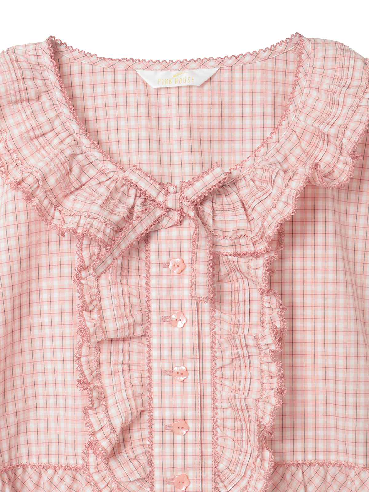 苺ブーケ刺繍入りオリジナルチェックブラウス｜ピンクハウス
