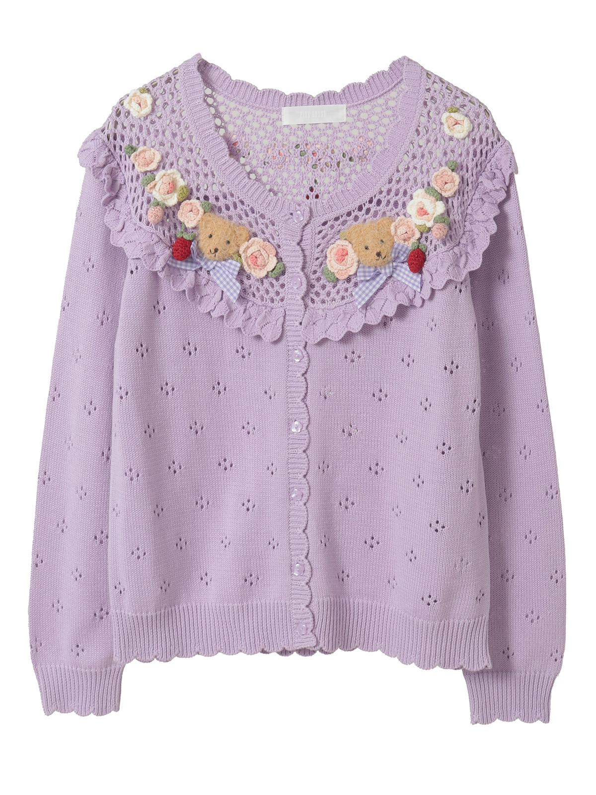 テディ＆ローズモチーフヨークニットカーディガン｜ピンクハウス