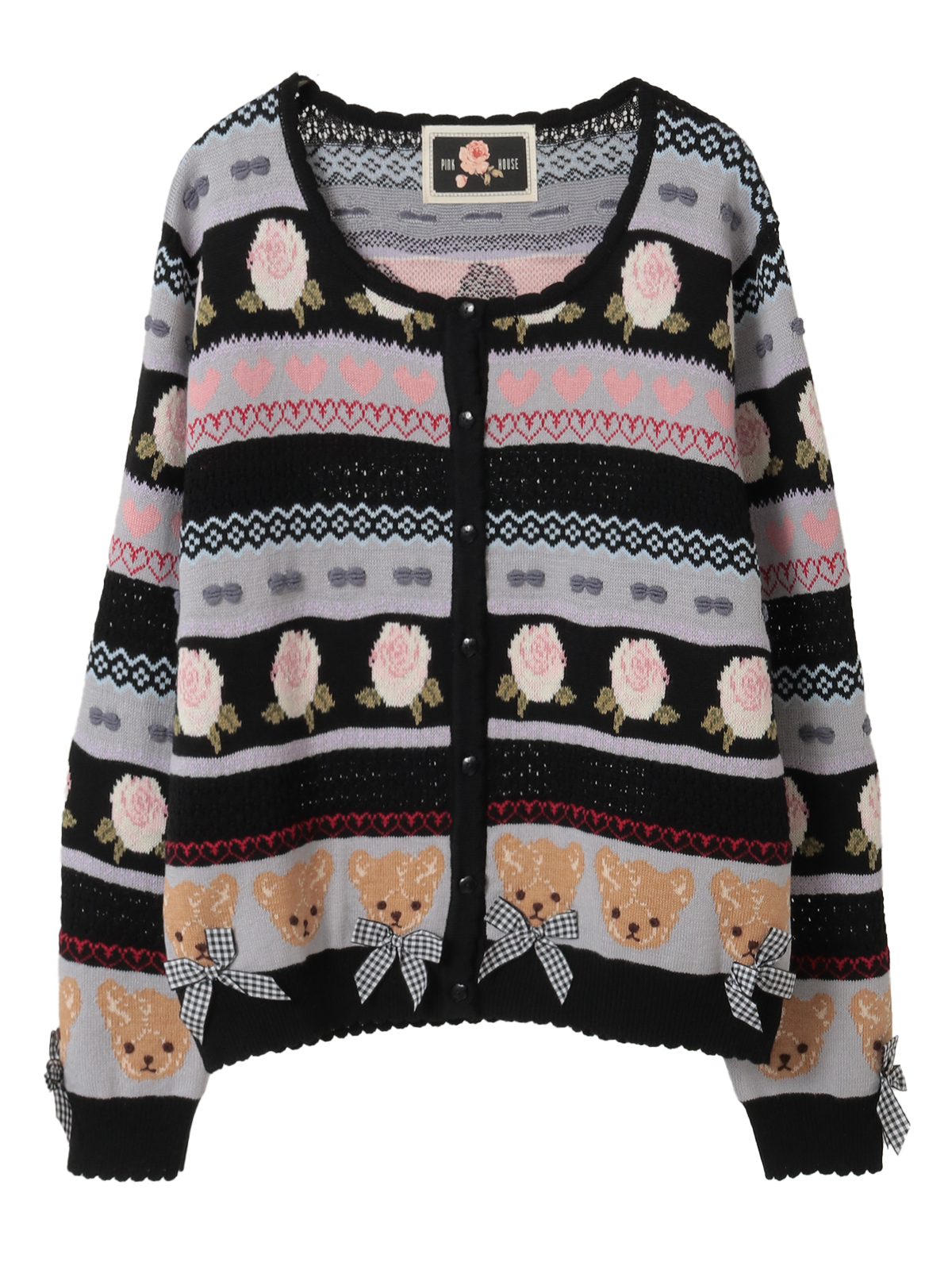 テディ＆ローズジャガードニットカーディガン｜ピンクハウス