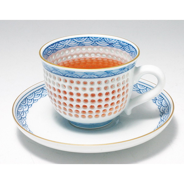 クレール 波佐見焼 水晶彫青海波珈琲碗皿2客 | 激安の新品・型落ち