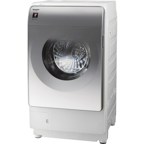 85運搬取付無料！シルバー純正SHARP右開きドラム式乾燥洗濯機！完動