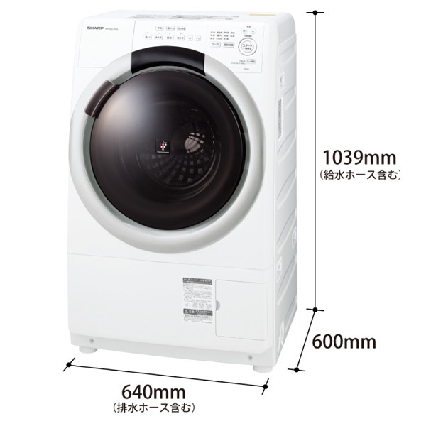 SHARP ES-S7J-WR [ドラム式洗濯乾燥機 (洗濯7.0kg/乾燥3.5kg) 右開き