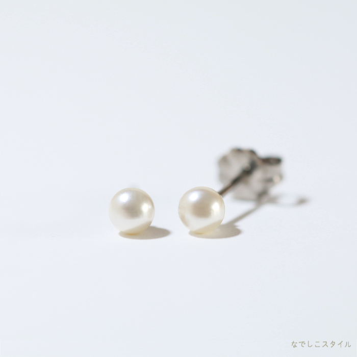 一粒グラスパール4mm（スタッド） チタンピアスの通販SHOP｜なでしこ