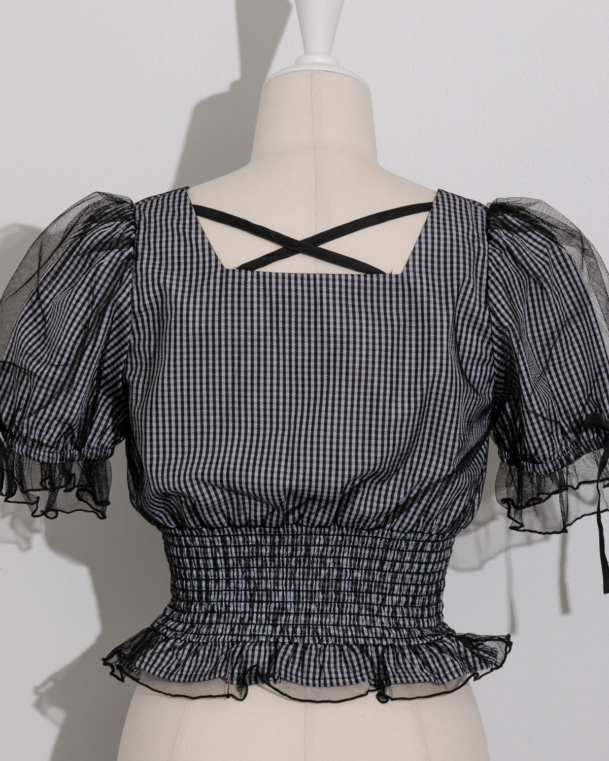 チュールレイヤードギンガムブラウス – pium