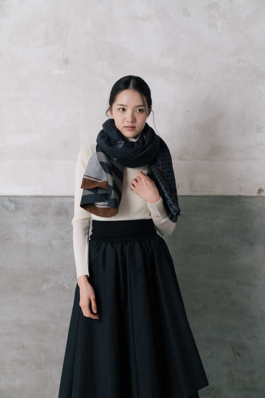 Rhythm- ウール2wayストール col:グレイ – POLS