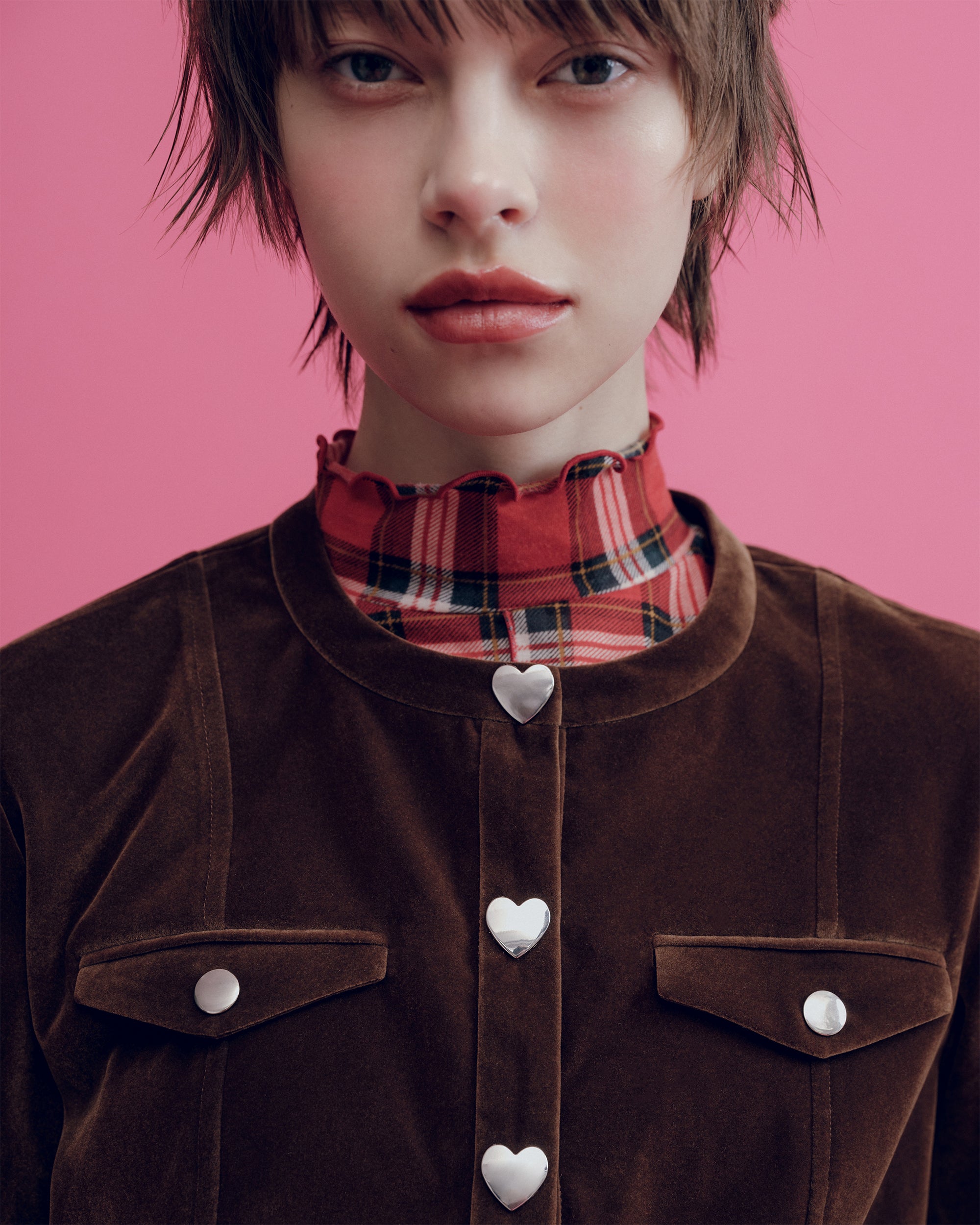 Heart button velvet jacket