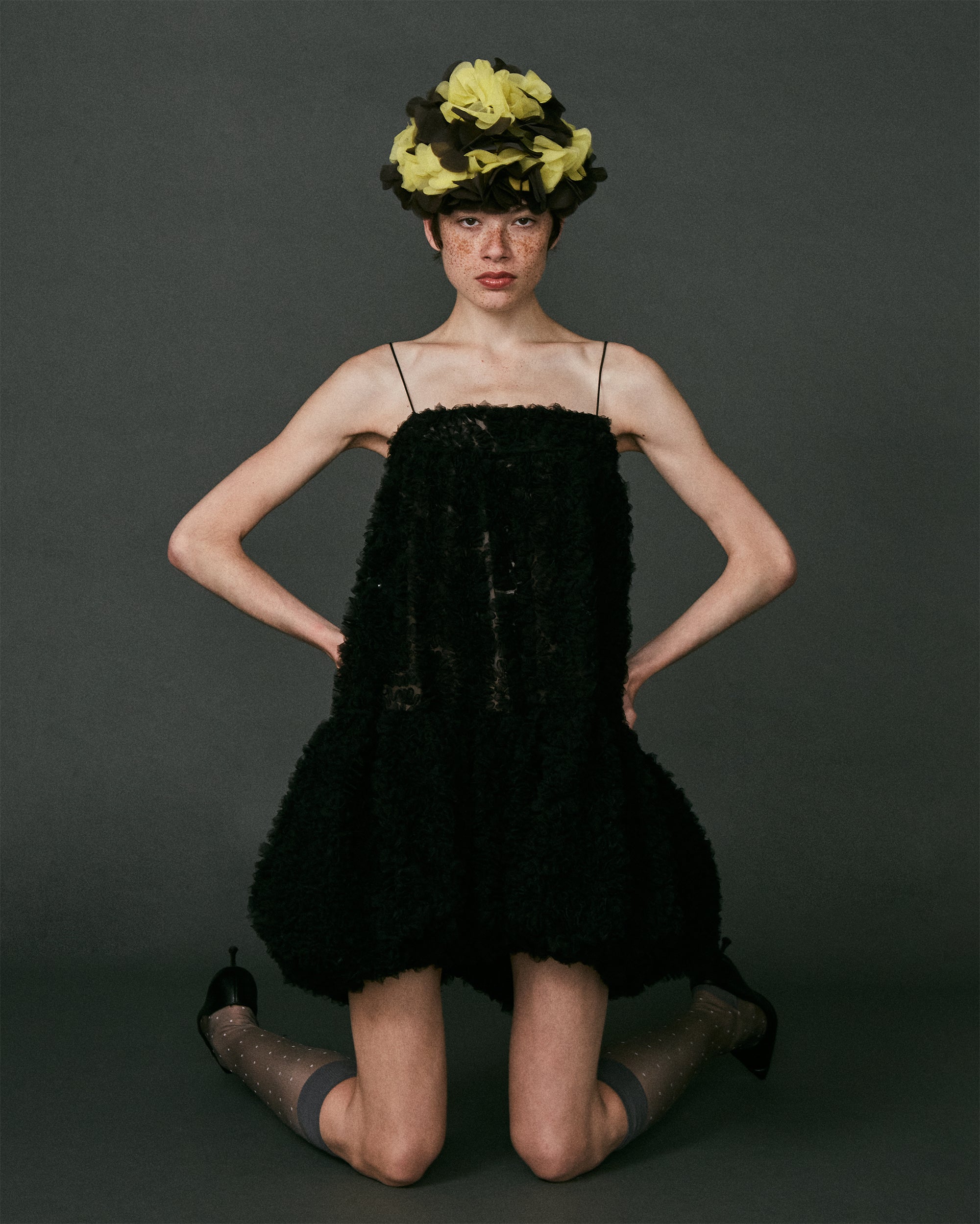 Tulle balloon tunic (black)