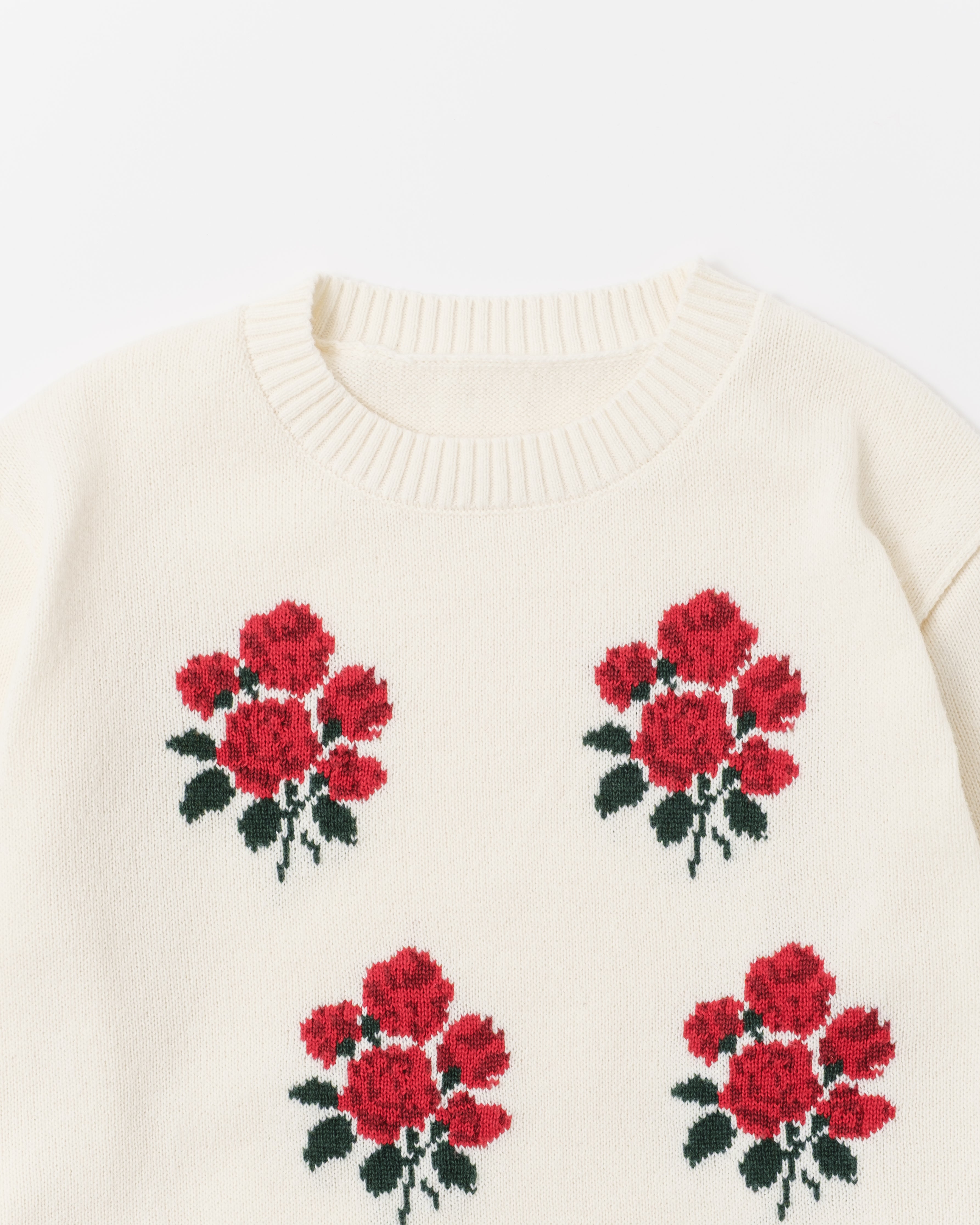 Red bouquet intarsia knit
