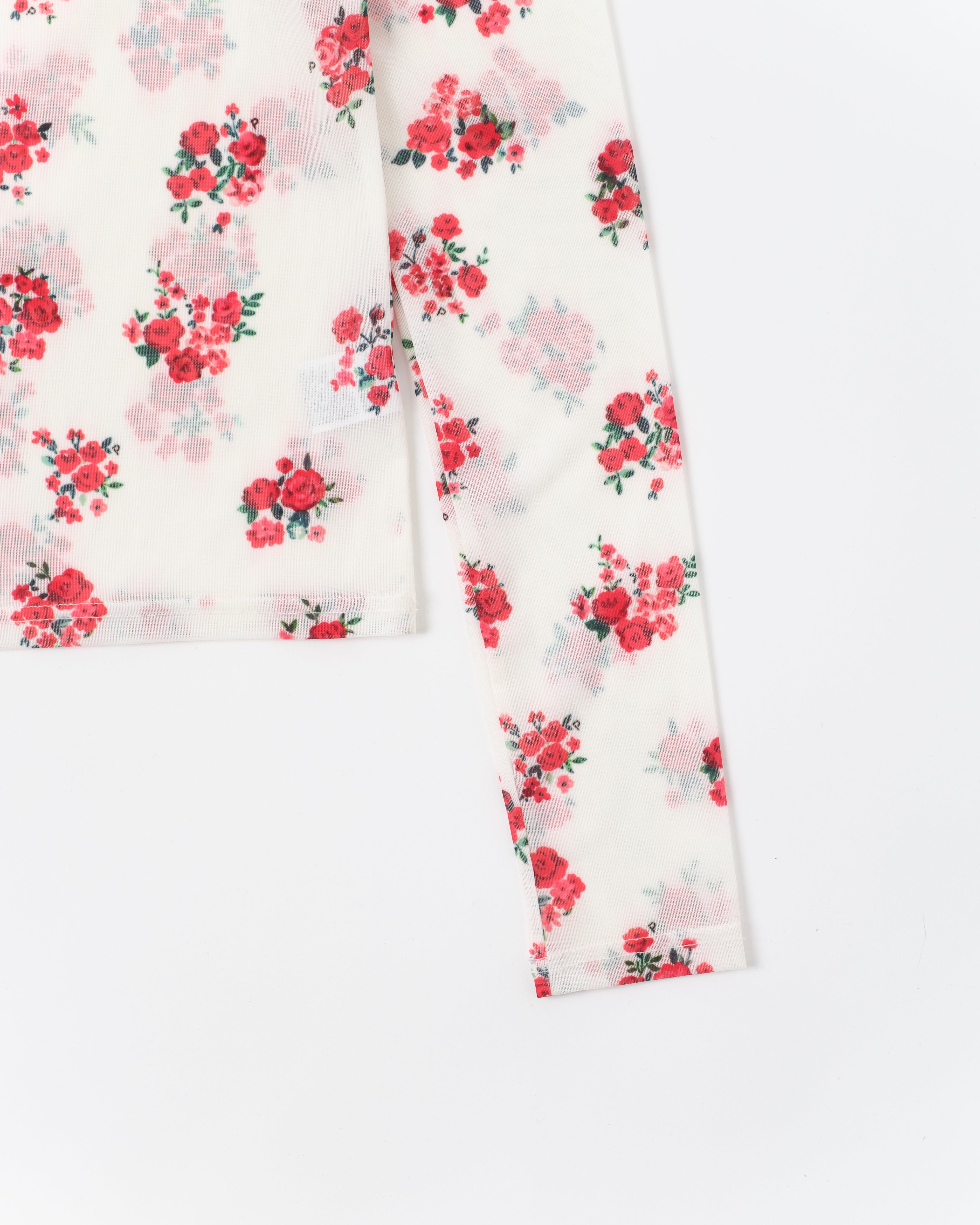 Red bouquet see-through tops (High / Round neck)