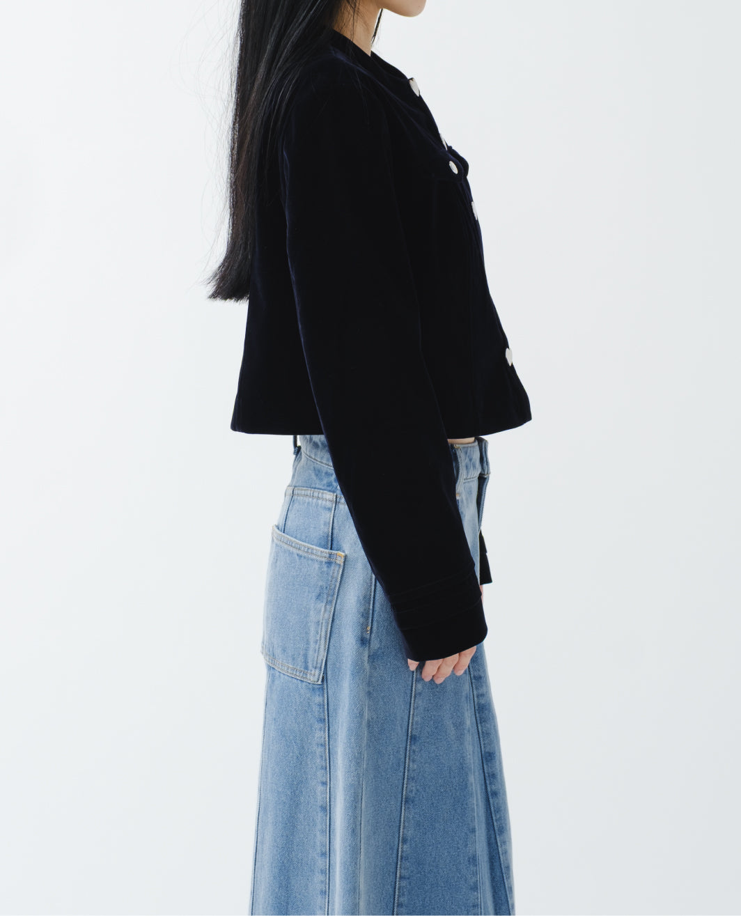 Heart button velvet jacket