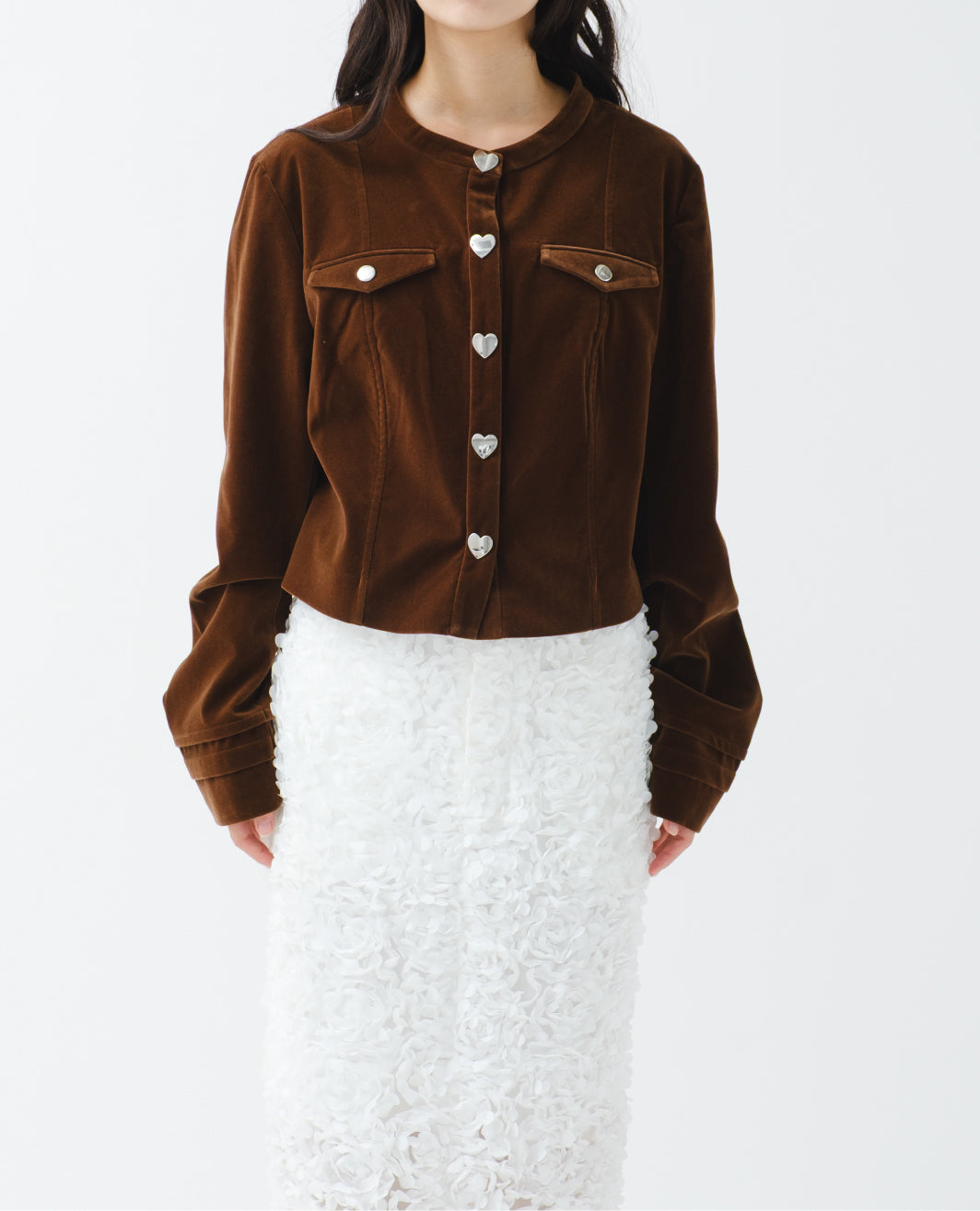 Heart button velvet jacket