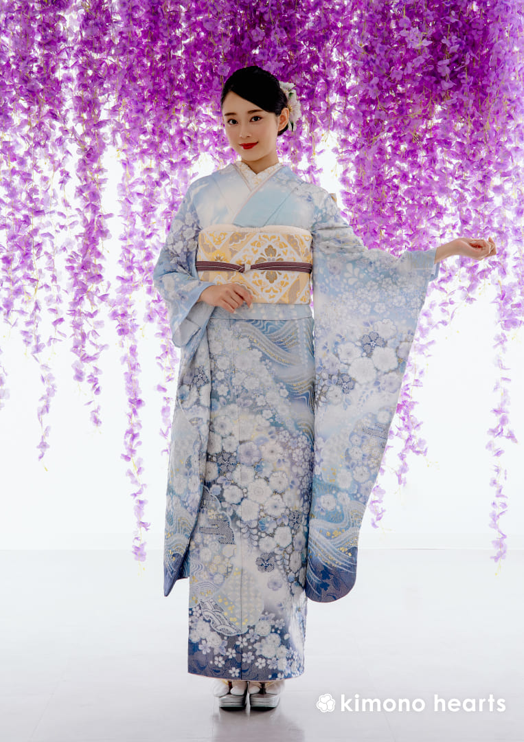 伝統古典】KH-546｜優美な辻が花。青色のペールトーンが清楚な関芳の