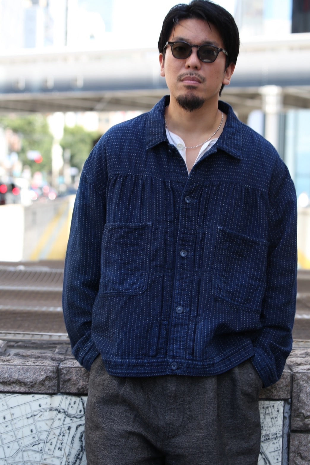SASHIKO STRIPE SHORT JACKET（サシコ ストライプ ショート ジャケット