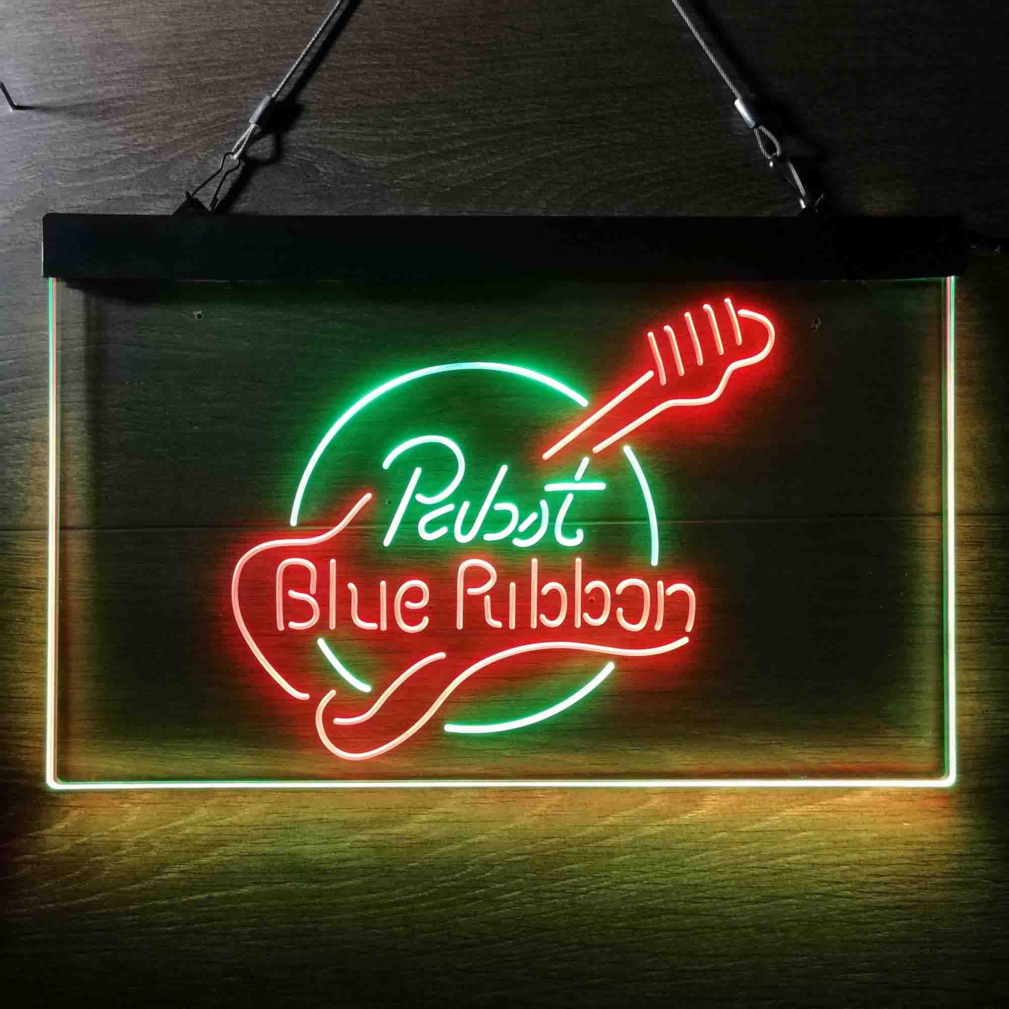 Pabst Blue Ribbon Guitar Home Bar Neon Light LED Sign | Home Bar Gift