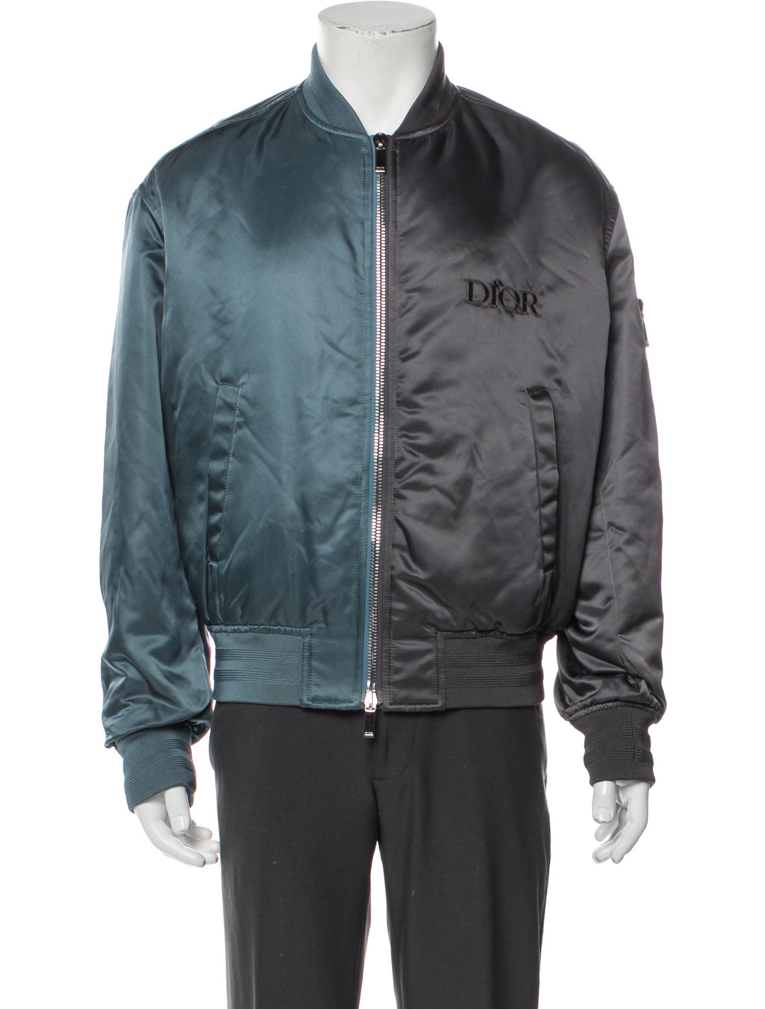 DIOR x Judy Blame 2020 Split Zip Two Tone Bomber Jacket - Grey