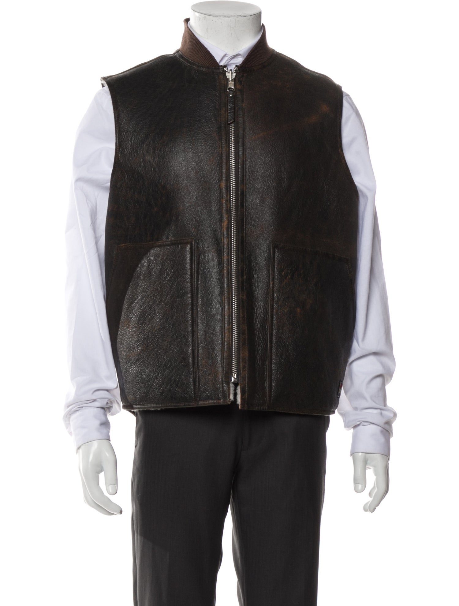 Stüssy Reversible Shearling WorkGear Vest - Brown Outerwear