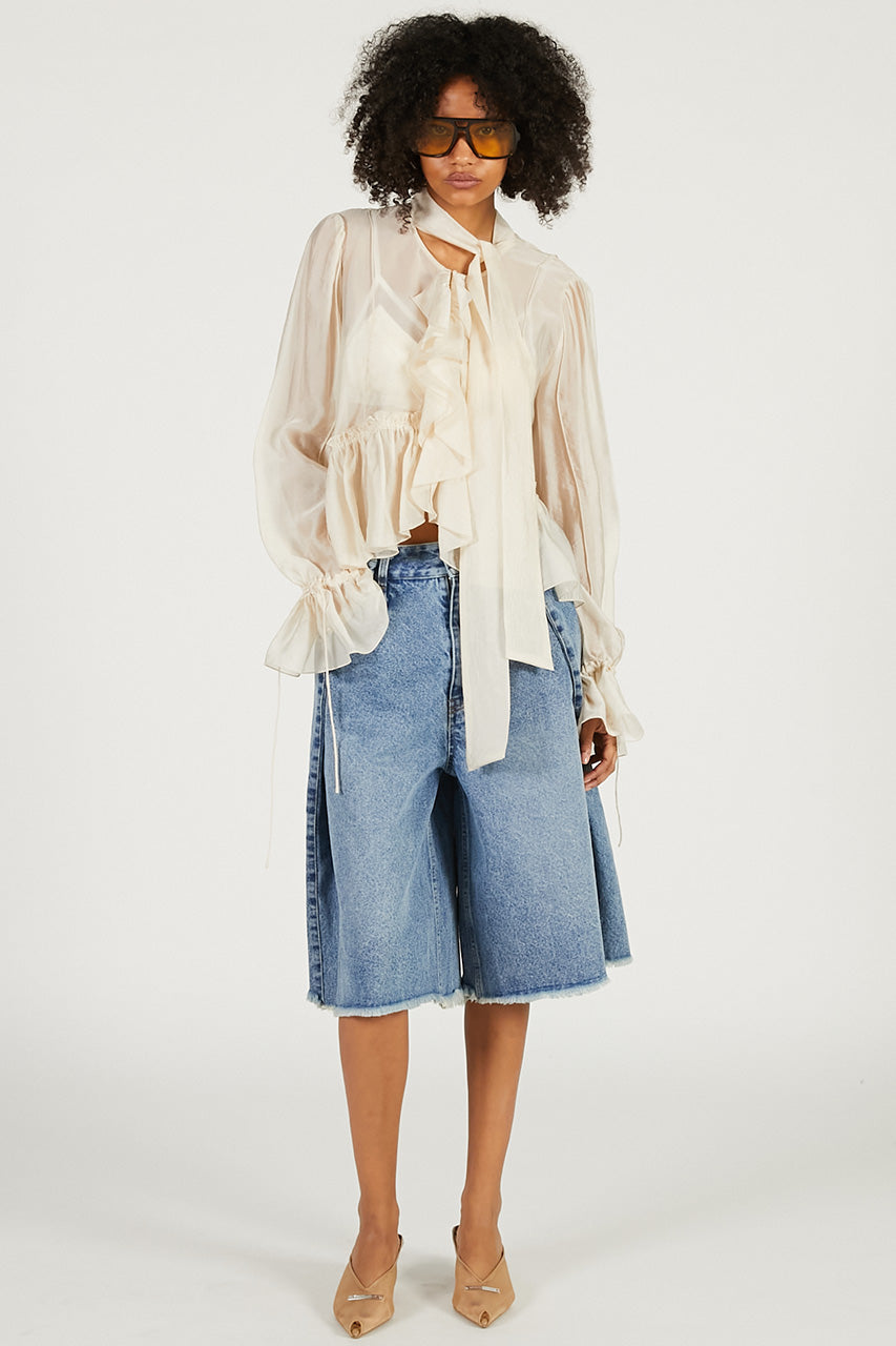 Ruffle Bow Tie Blouse